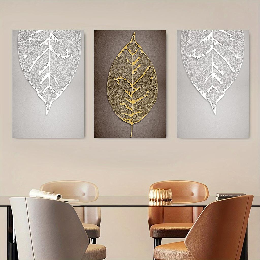 Nordic Golden Plant Leaves and Flowers Wall Art Canvas Painting Wall Pictures for Living Room Decoration Pictures Morden Decor