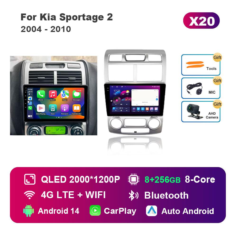 Bluetooth DSP Stereo Car Video Multimedia player for Kia Sportage 2 2004 - 2010 WiFi Android 14 System 4G GPS Touch Screen