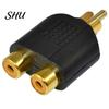 RCA Male To Double Female Socket AV Audio Video Signal Y Splitter Plug Adapter