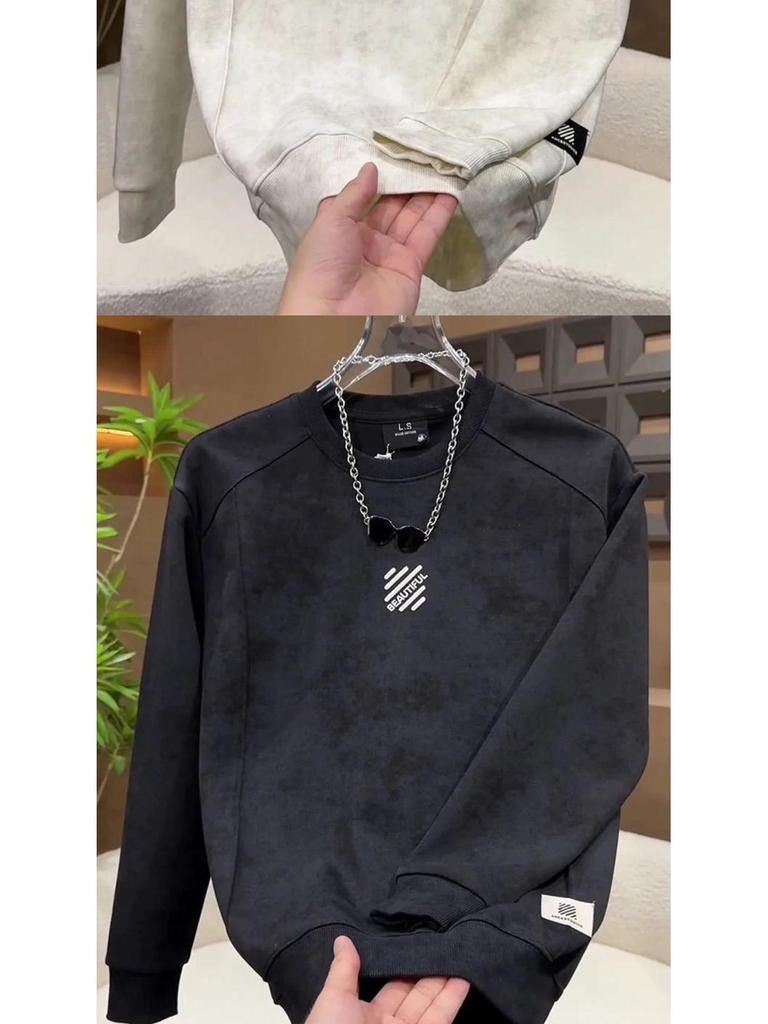 Men's Trendy Korean Style Letter Embroidery Hoodie - Autumn/Winter Cool Fashion Round Neck Long Sleeve Top.