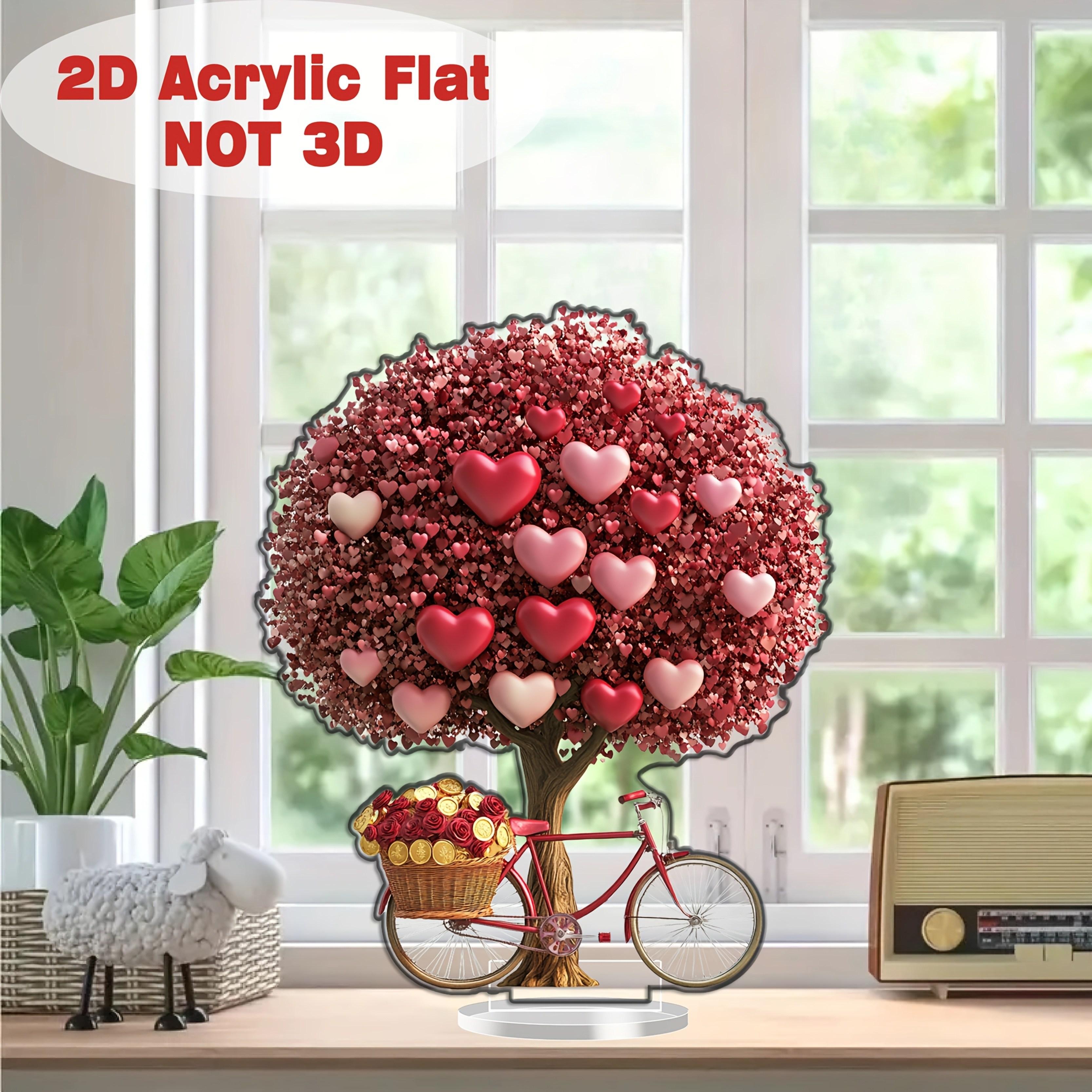 

Valentine S Day Decoration, Heart Tree and Bicycle Acrylic Desktop Decoration, This Romantic Item Is An Ideal Gift for Valentine S Day, Nurseries, Ho 20*15cm