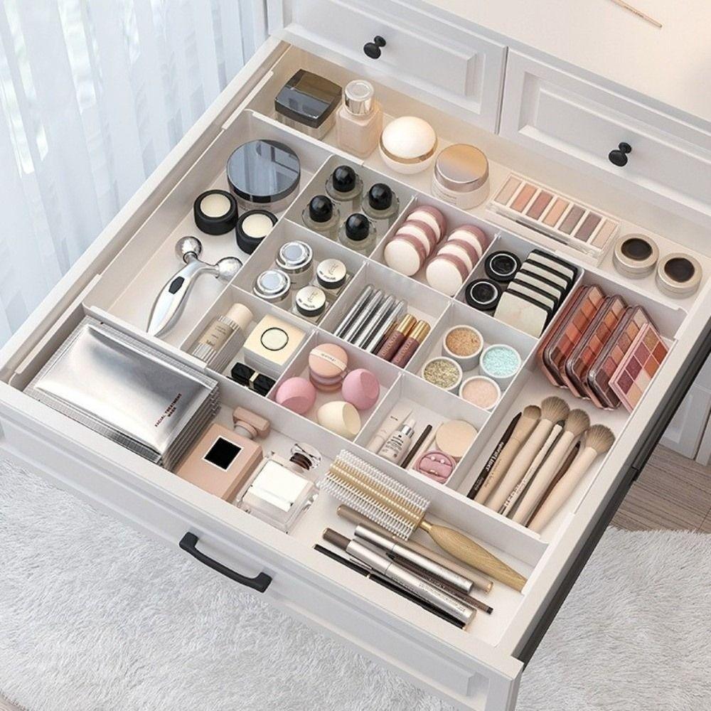Makeup Storage Drawer Organizer Plastic Kitchen Storage Box New Drawer Divider Tray  Home Use