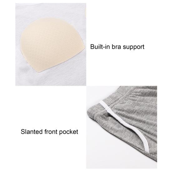 Two Piece Modal Pajamas Set for Women Long Sleeve Top And Pants Sleepwear with Built-in Bra Casual Loungewear Pjs Set