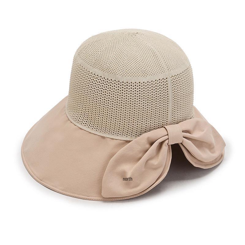 Korean Style Women's Trendy Large Brim Sun Hat with Bowknot - Foldable Bucket Hat for Vacation Travel