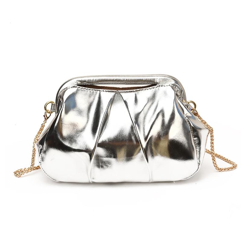 Design compatto, Borsa di grande capacità, Borsa a tracolla da donna plissettata con catena, Borsa a spalla sotto il braccio