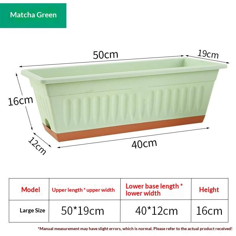 1Pcs Outdoor Indoor Plant Pot Rectangle Plastic Flower Box With Drainage Large Planter For Garden Window Sill Flowerbed