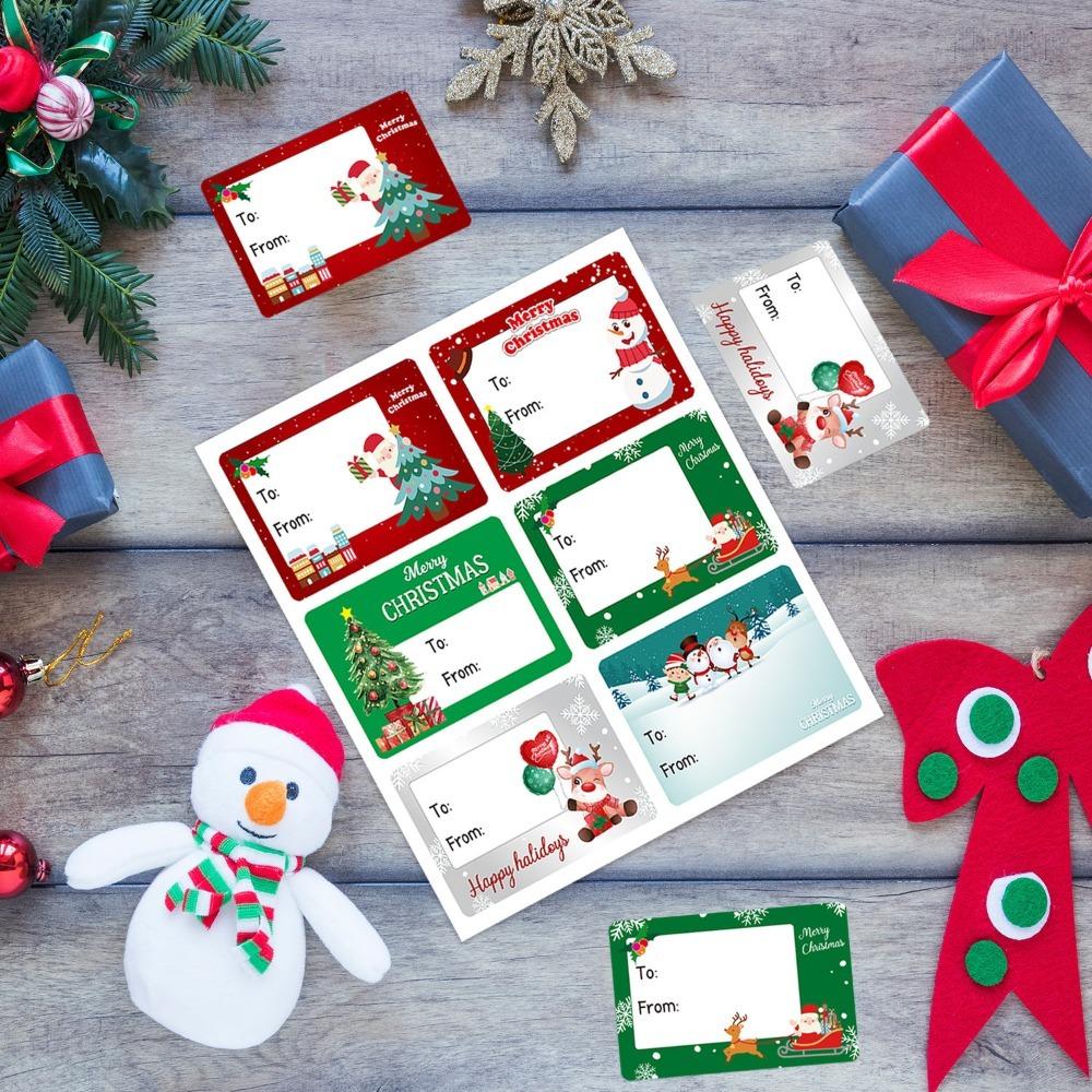 Christmas Self Adhesive Gift Tags Christmas Tree Santa Claus Writable Stickers for Gift Wrapping Labels Festive Party Supplies