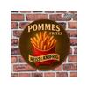 Vintage Metal Sign Pommes Frites Wall Art Decor for Cafe Bar Restaurant