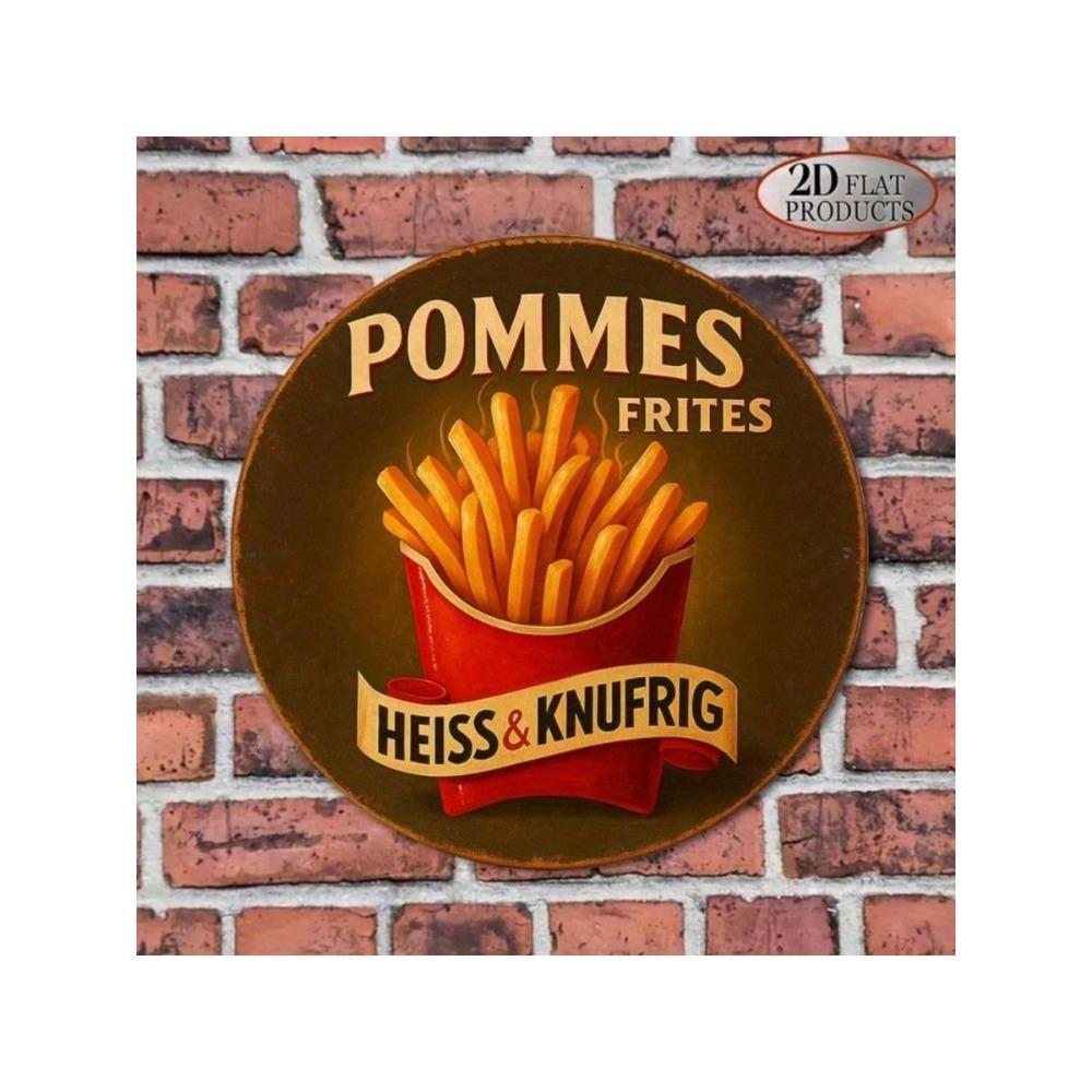 Vintage Metal Sign Pommes Frites Wall Art Decor for Cafe Bar Restaurant