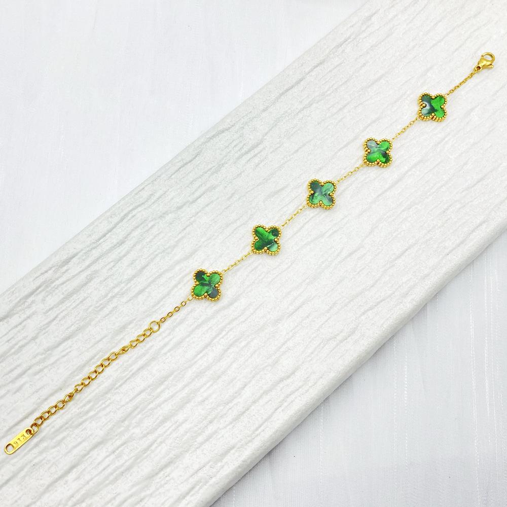 13mm Non-Fading Stainless Steel Four-Leaf Clover Bracelet for Women - Fresh Style