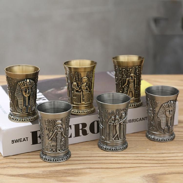 Whiskey Goblet Cup Bar Drinkware Accessories Metal Vintage Egyptian Wine Glass