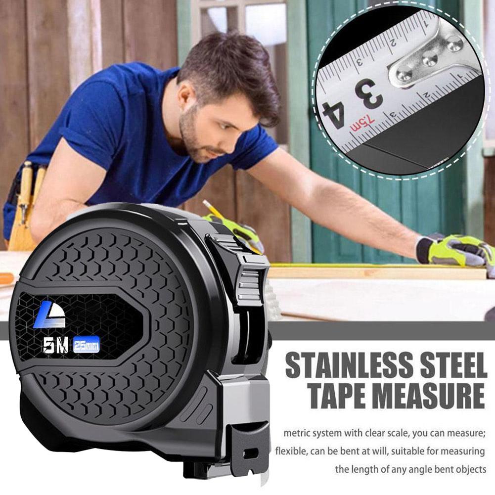 Fluorescent Steel Tape Measure - Self-Locking High Precision Metric Ruler  Wear-Resistant  Retractable Measure Tools