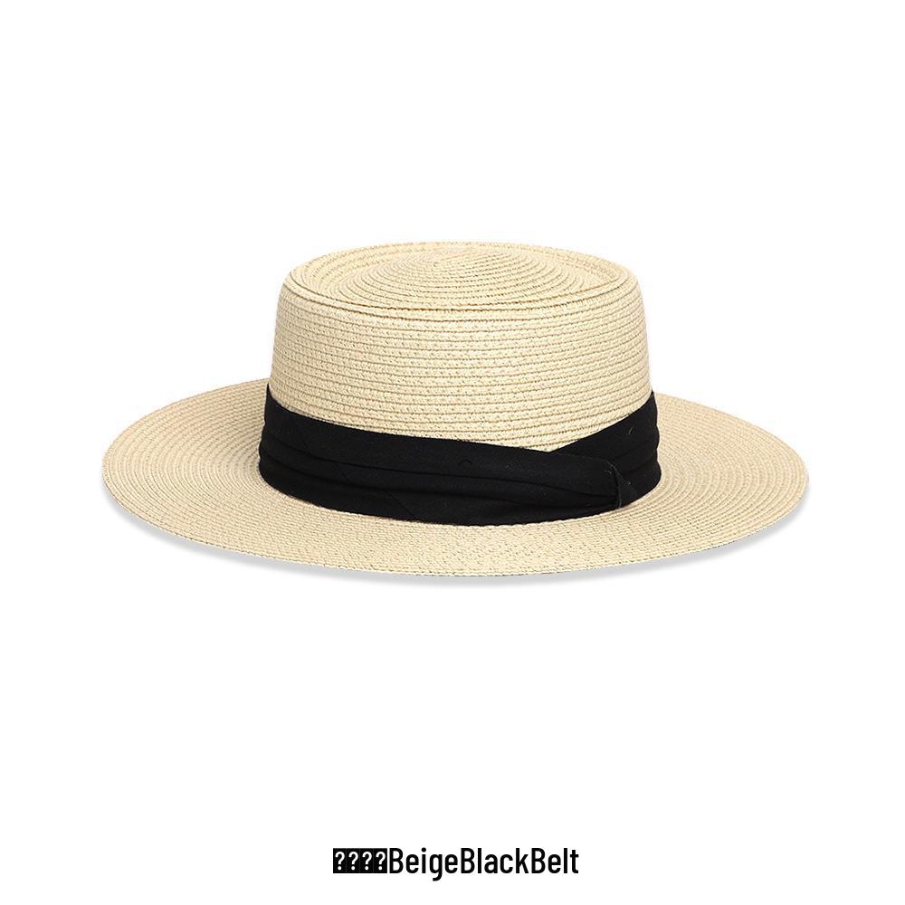 Women's Flat-Brim Straw Hat with Bow - Stylish Sun Protection for Beach & Photography Vacations