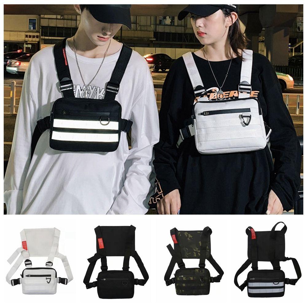 

Streetwear Sports Vest Bag Multi-functional Running Vest Bag Casual Chest Front Pack Outdoor білий