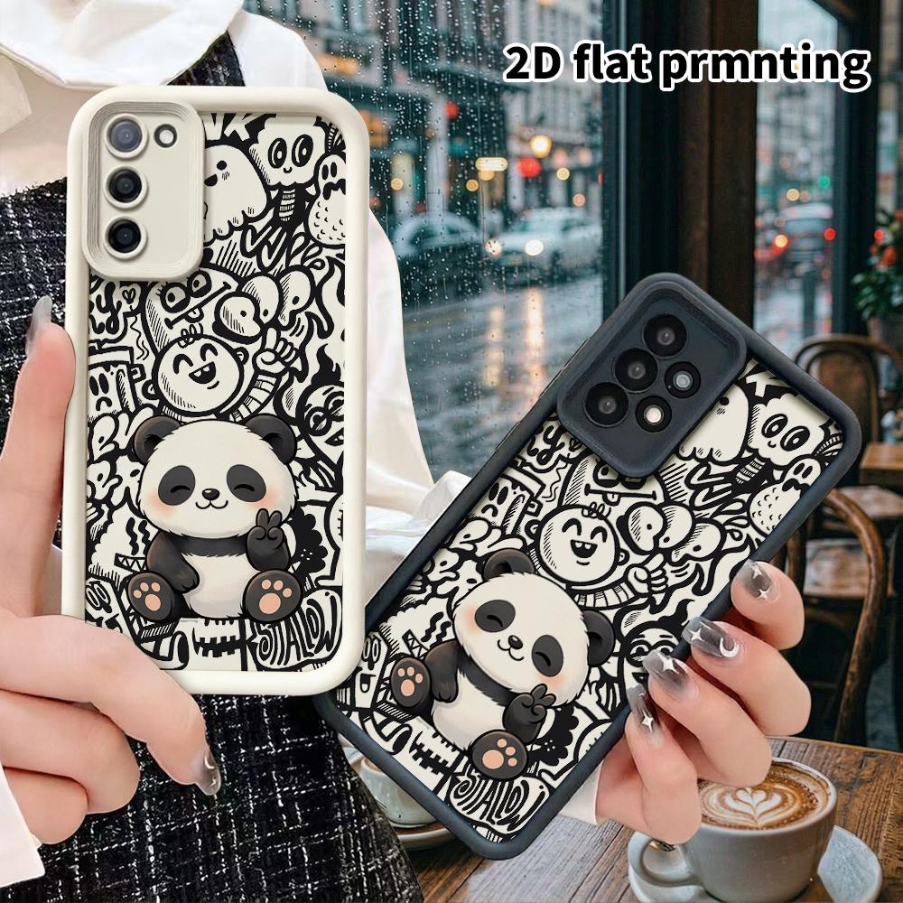 Phone Case: 2D Flat Samsung Galaxy A34 A35 M05 M06 S20 S22 S21 FE Plus 5G Protective Case, Bie Smile Panda, Christmas and Halloween Gifts