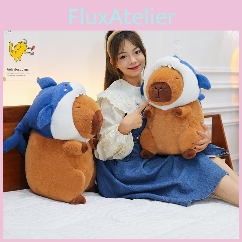 Adorable Shark Capybara Plush Doll Soft Stuffed Animal Toy For Kids In Various Sizes