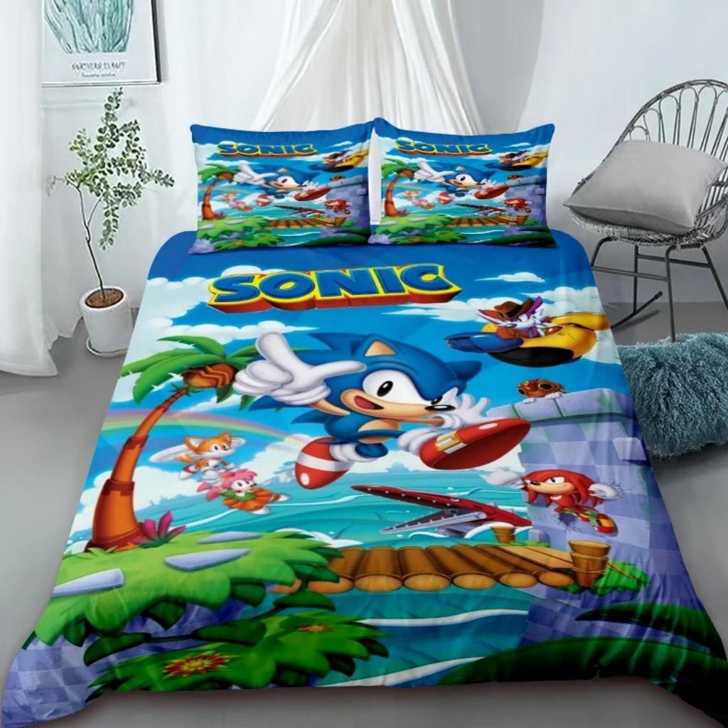 3D Luxurious Teens The Movie Hedgehogs Boy Bedding Set Anime Digital Cartoon Sonic Duvet Cover Comforter Bed Youth Kids Gift