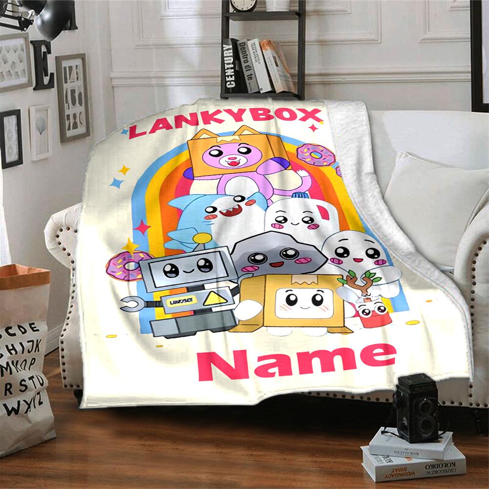 Custom Name LankyBox Theme Printed Blanket - Perfect for Couch, Bed, Travel & Outdoor Use | Machine Washable, Cozy & Durable.