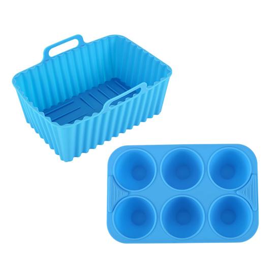 Air Fryer Liners Silicone Baking Tray Rectangular Non-Stick Mold for Cakes Jelly Pudding Dishwasher Safe Air Fryer Accessories