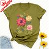 Unisexs Floral Graphic TShirt Short Sleeve Wildflower Tee Colorful Botanical Print Soft Cotton Crew Neck Shirt Spring Summer