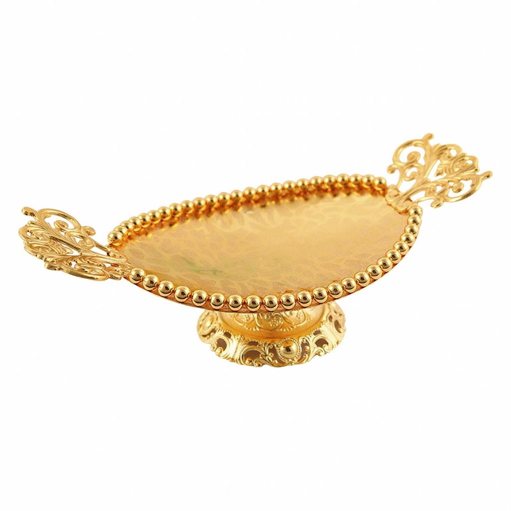 Fruit Plate with Handles Multifunctional Ornate Metal Platter Smooth for Hosts