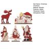 Elk Tabletop Decorations Nordic Christmas Ornaments, Wood Reindeer Santa Claus Snowman Figurine, Small Shelf Rustic Desktop Decoration for Holiday