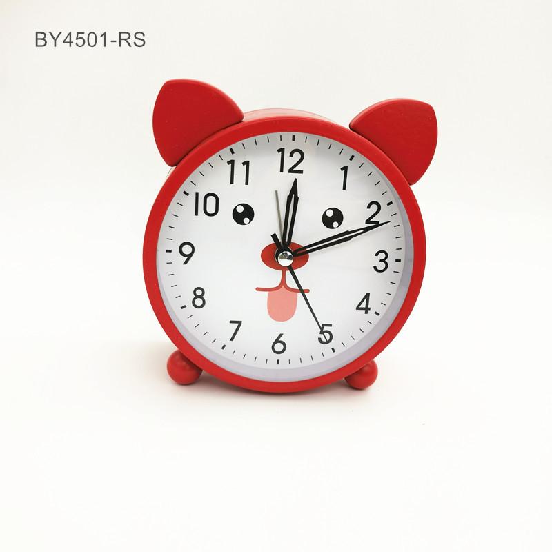 Short Eared Clock Cartoon Clock Face Children's Alarm Clock Metal Table Clock  Student Bedside Mute Night Light Clock