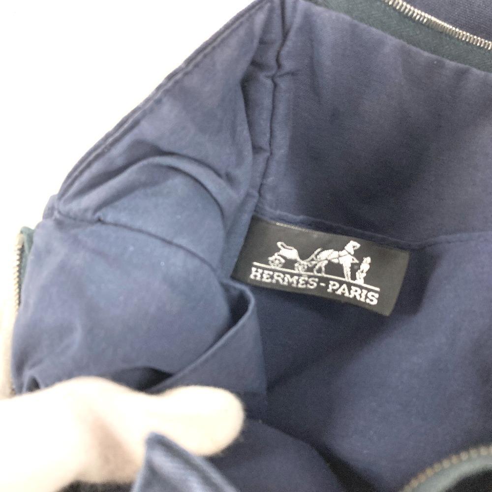 HERMES Fourre Tout Bag Pouch Bag Clutch bag cotton Navy