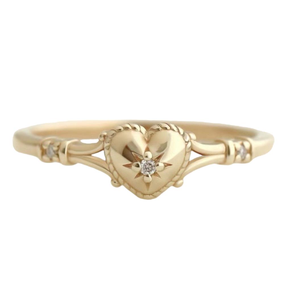 Elegant Heart Shaped Gold Plated Ring For Women Durable Alloy Finger Rings Jewelry Gift Alternative Sizes 5 To 11