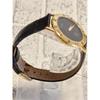 Used Operational GUCCI Quartz 3001M Men's Watch Black Dial Roman Index Leather Strap Gold Vintage