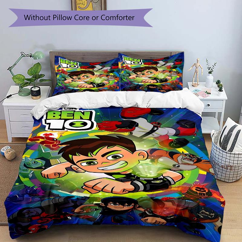 3pcs Ben 10 Duvet Cover Set (1 Duvet Cover + 2 Pillowcases, No Core) - Comfortable, And Breathable Bedroom Decoration Yy251104047