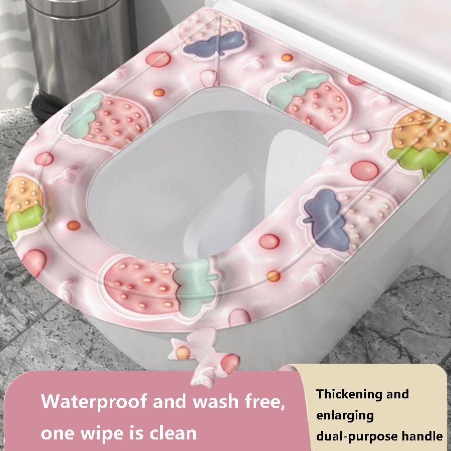 1pc waterproof household EVA toilet seat cover, lovely four seasons universal wash paste thickened toilet seat