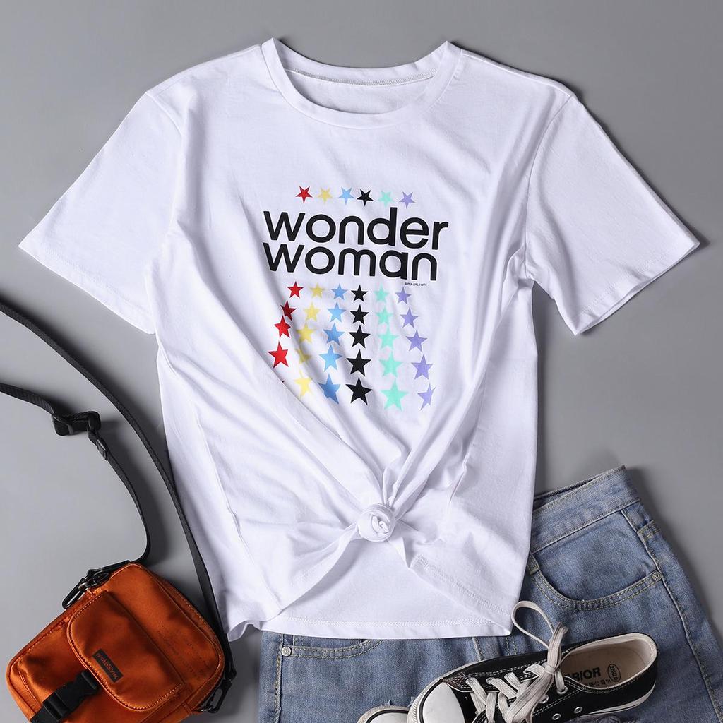 Women's Casual Minimalist Round Neck Short Sleeve Print T-shirt