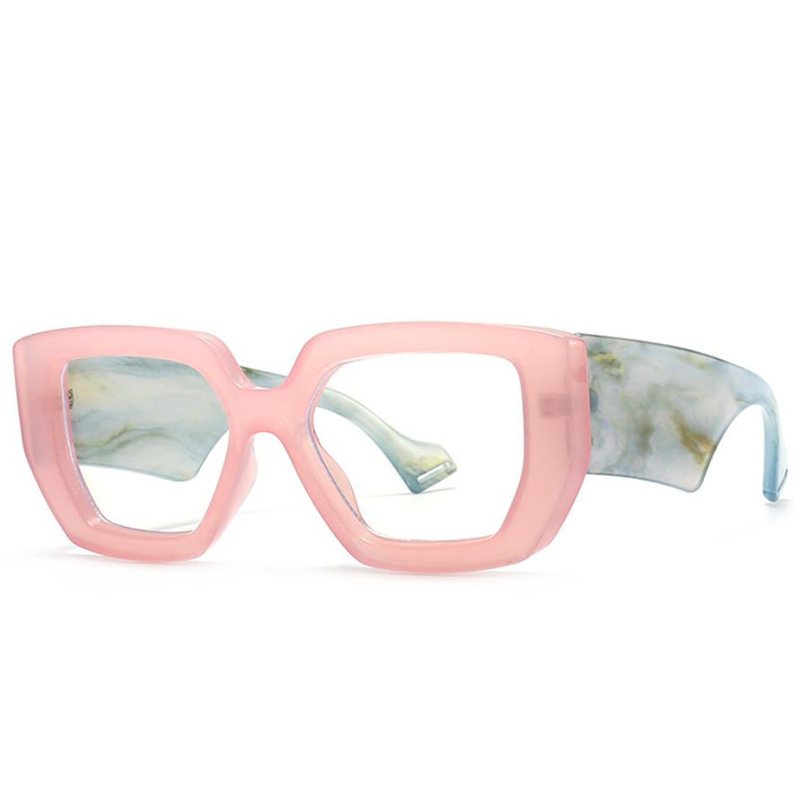 New Fashion Colorful Square Women Glasses Frame Clear Anti Blue Light Spring Hinge Wide Legs Eyewear Men Optical Polygon Frame
