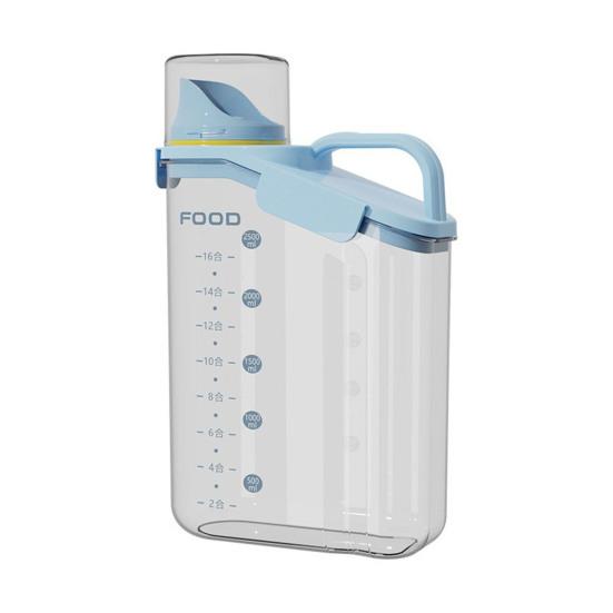 1.6/2/2.8L Airtight Dog Food Storage Container Pet Dry Food Bin with Measuring Cup Lid Clear Plastic Kitchen And Pantry Organization Bin