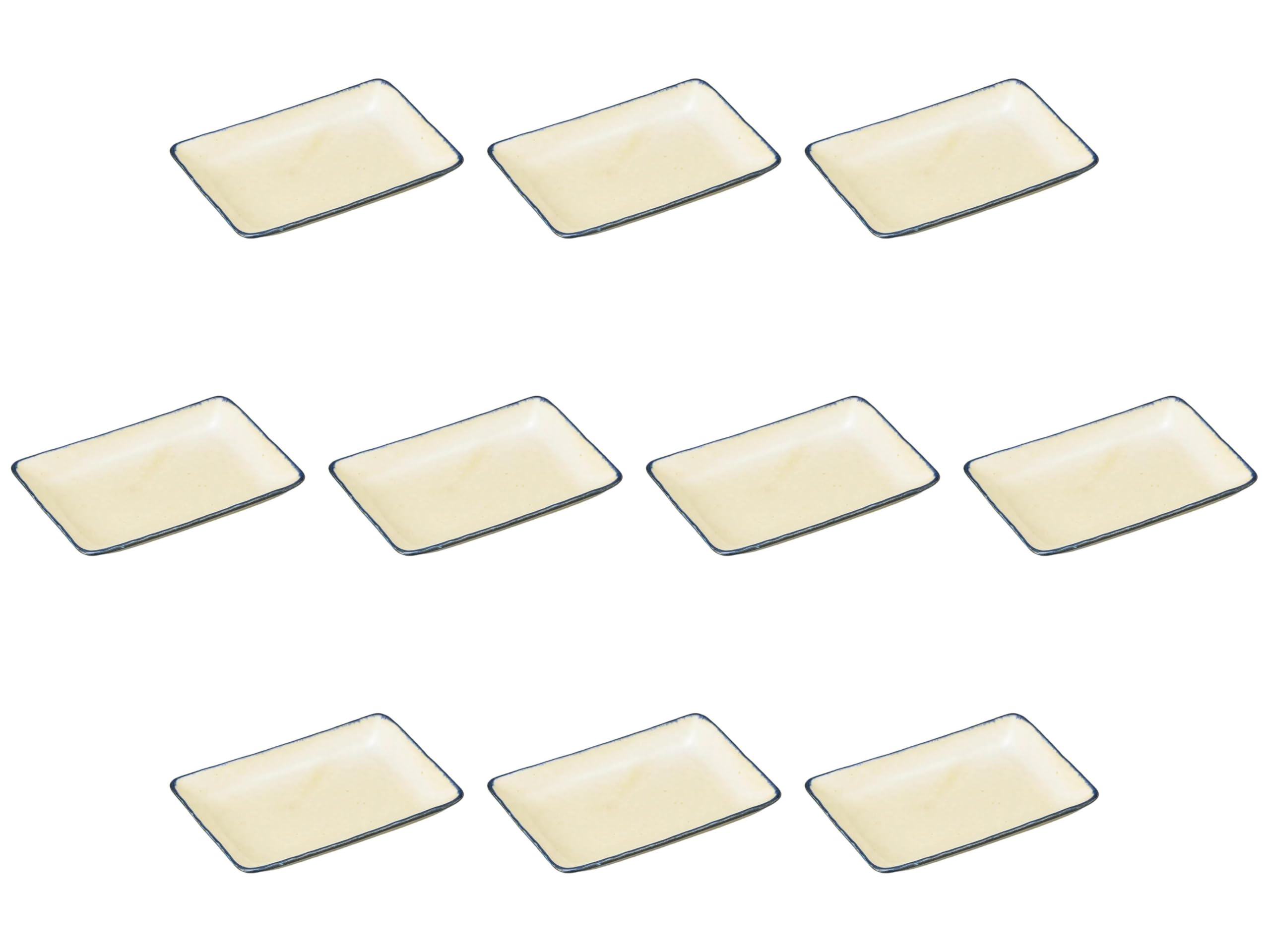 

Set of 10 Yellow Seto Rectangular Plates x x Pottery Reinforced Setomonohonpo 6.0-inch [17.3 11.6 2.7 cm] Dishes, Porcelain,