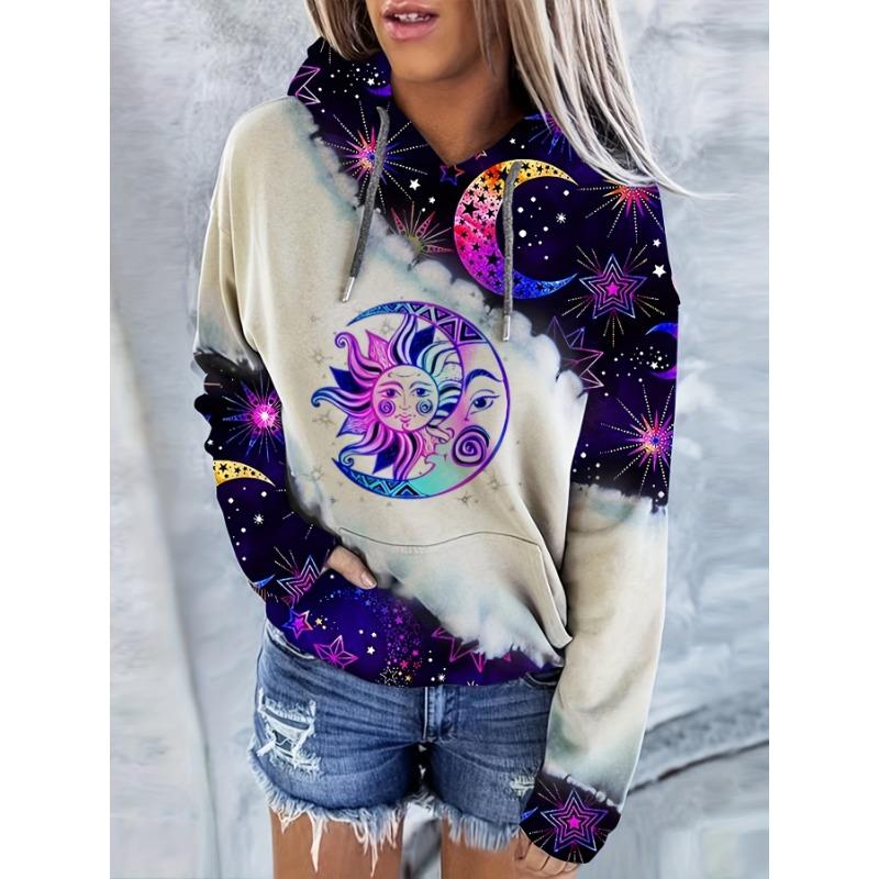 Mama Bear Printed Drawstring Hoodie, Casual Long-sleeved Shoulder-falling Hoodie, Women's Clothing