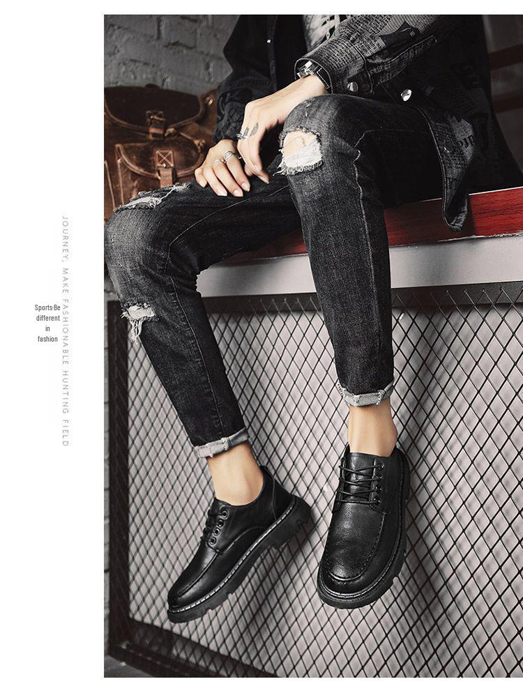 Pantofi bărbați stil britanic negri/maro din piele - Modă de toamnă, Formal/Casual, Ușori, Cu înălțime