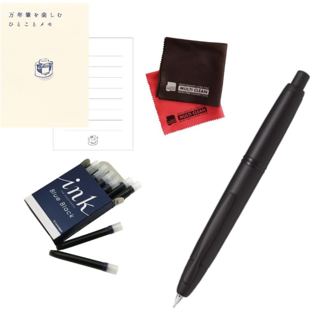 

Бесколпачковая перьевая ручка черная с тонким пером, набор с картриджами с чернилами, ручка кнопочного типа, матовая, (F), FC-18SR-BM-F, 4 штуки