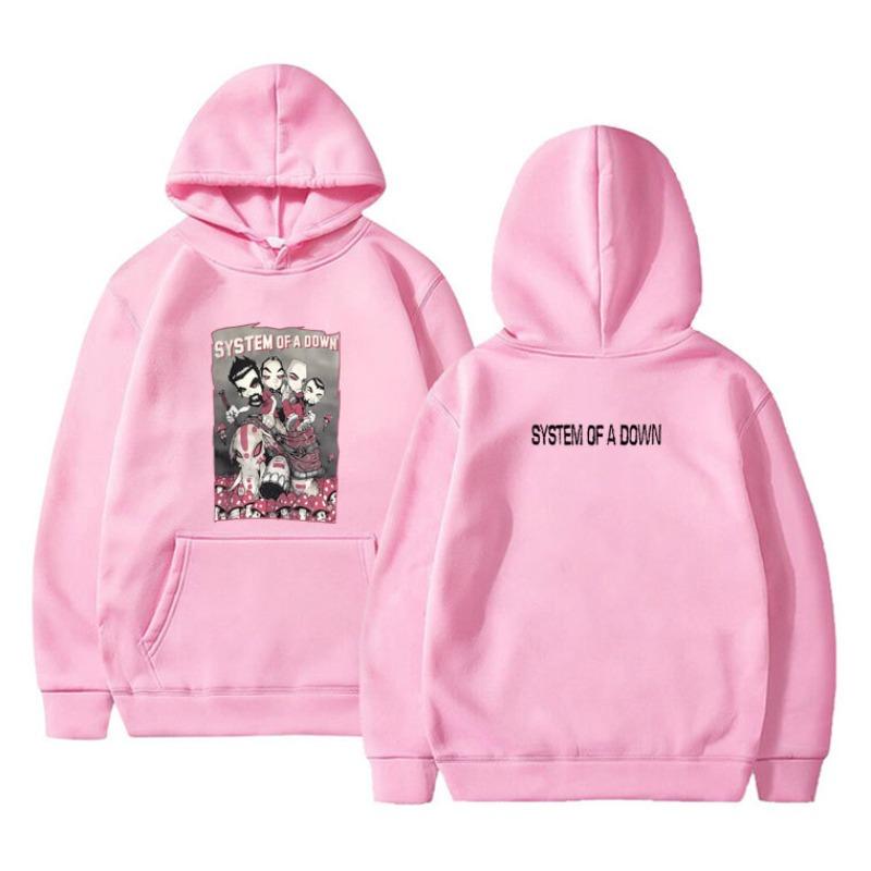 90er Vintage Rockband System of A Down Grafik Hoodie Herren Stoff Street Fashion Hoodie Lässig Street Skaten Laufen Sweatshirt