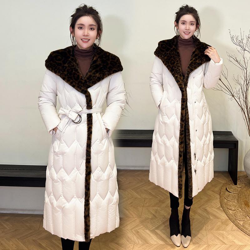 Women's Hooded Leopard Print Fur Collar Cold and Windproof Lightweight Thickened Fluffy Warm Loose High Quality Fabric Casual Sports Cotton Jacket