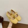 French inner height increase Mary Jane shoes women's 2025 spring and autumn new square head shallow mouth word belt with skirt temperament single shoe