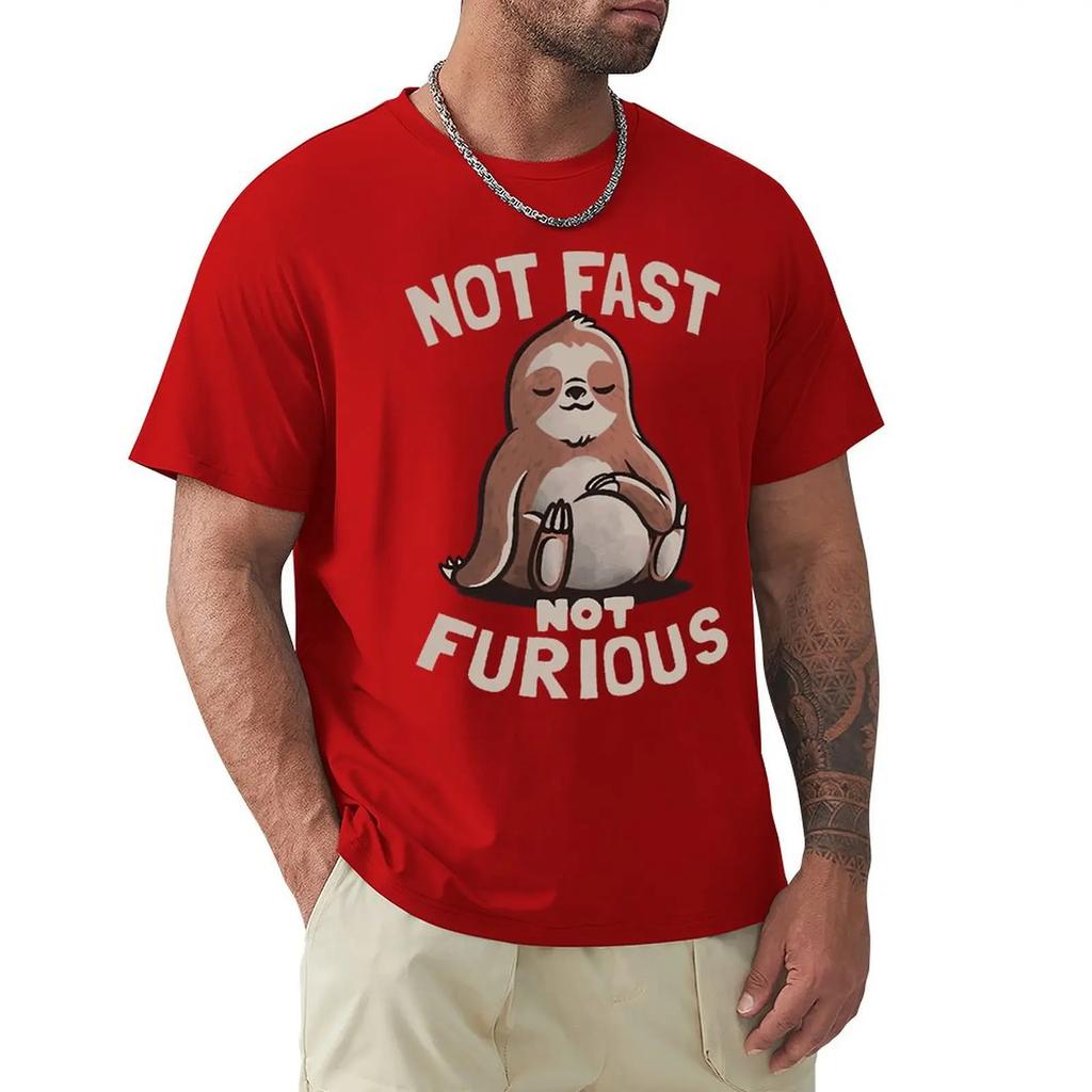 Not Fast Not Furious Kawaii Sloth Print Haine Bărbați Street Tricouri supradimensionate Bumbac respirabil Streetwear Creativitate Tricou
