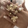 Creative Luxury Flower Geometric Pearl Rings Collection for Women Shiny Alloy Open Stackable Rings Party Jewelry Accessories