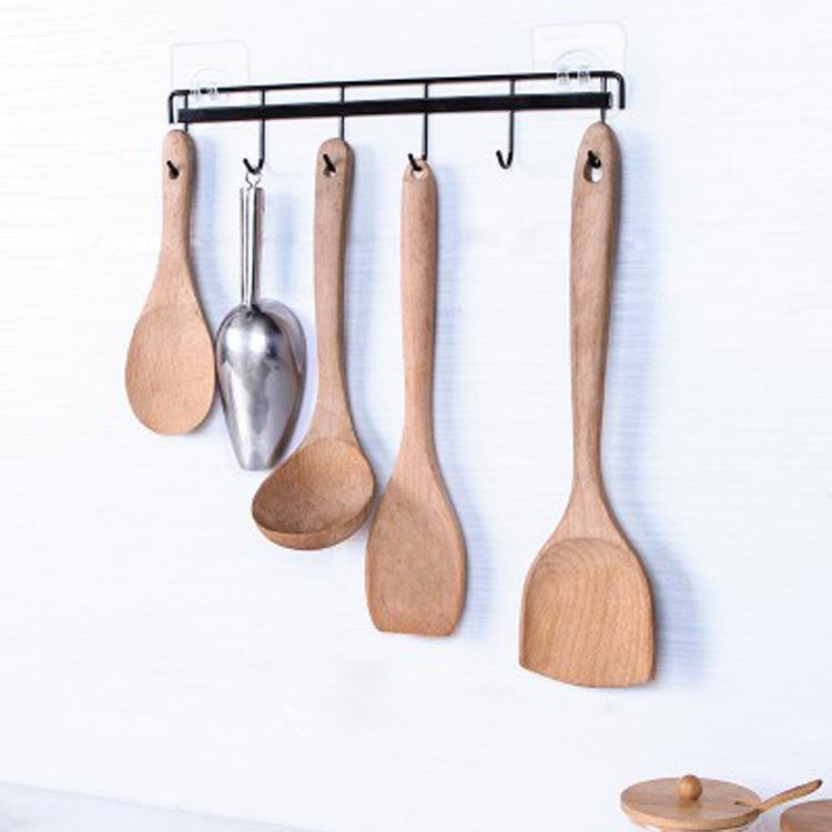 Iron Six-Hook Strong Adhesive Wall-Mounted Kitchen & Bathroom Hook - Punch-Free, Traceless Design