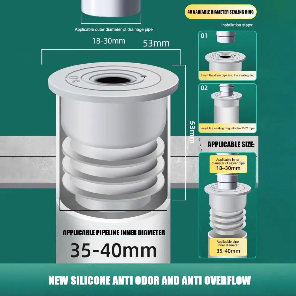 Durable Anti Odor Washbasin Floor Drain Core Shower Drainer Sewer Strainer Plug Insect Prevention Water Pipe Connector