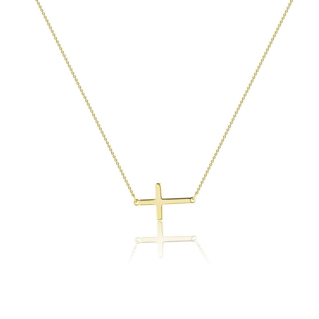 Stainless Steel Double Layer Cross & Bead Necklace for Women