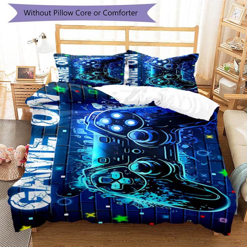 3pcs Game Controller Bedding Set Duvet Cover Closure Includes 1 Duvet Cover & 2 Pillowcases, Soft and Comfortable for All Seasons.