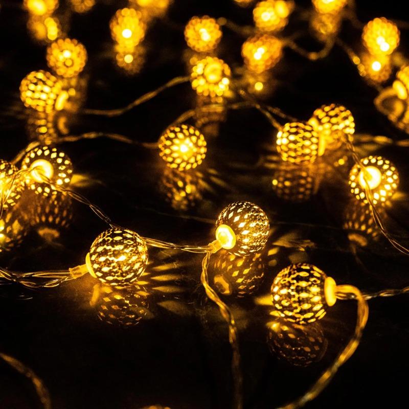Blendende lyslenker, 20 LED 16-fots solcellelys, med 8 moduser, vanntett for innendørs og utendørs juletrær hjemme