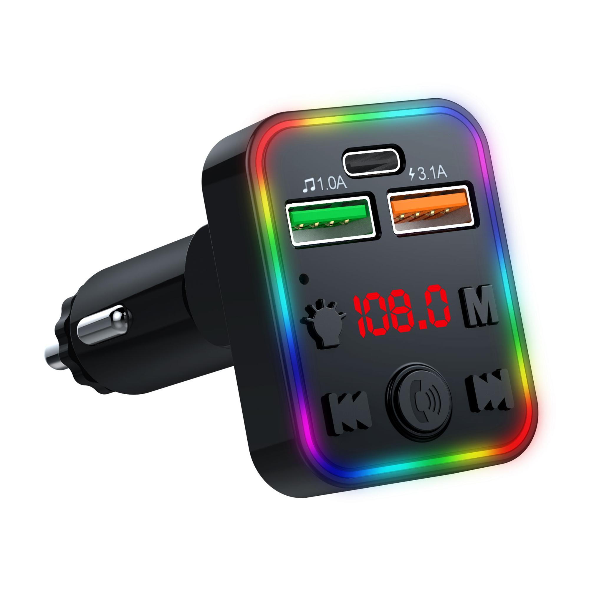 

P22 Bluetooth-compatible FM Transmitter in-Car Adapter Support MP3 Player with USB Port and PD Car Charger Type A